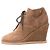 Bottines compensées à lacets en daim marron sable Chanel Beige - vue 6