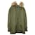 Sandro Paris Faux Fur-trimmed Parka in Army Green Cotton  ref.594502