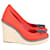 Tory Burch Cerise Peep Toe Wedge in Red Canvas Cloth  ref.594713