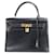 Hermès Hermes Kelly 28 Piel de becerro box negra Oro Negro Cuero  ref.595371