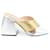 Autre Marque Size 40 Silver x Gold Leather Bulla Banks Block Heel Sandals White gold  ref.596130