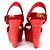 Louis Vuitton Red Denim & Suede Crossover Wedge Sandals - view 3