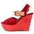 Louis Vuitton Red Denim & Suede Crossover Wedge Sandals - view 4