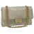 CHANEL Classic Matelasse 25 Double Chain Flap Shoulder Bag Lamb Skin Auth 29961A Golden Light blue  ref.600247