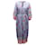 Vilshenko Vestido de manga larga con estampado floral en seda azul  ref.601540