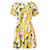 Dolce & Gabbana Baumwollkleid mit gesmoktem Detail und Zitronen-Print Gelb Baumwolle  ref.601698