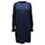 Miniabito Sportmax a maniche lunghe con zip frontale in seta blu navy  ref.603387