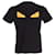 Bag Bugs Camiseta de algodón negro con cuello redondo y motivo Monsters de Fendi  ref.604225