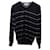 Brunello Cucinelli Striped V-Neck Sweater in Navy Blue Cashmere Wool  ref.604769