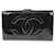 Chanel Long portefeuille à deux volets en cuir verni noir CC Logo  ref.604795