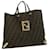 FENDI Zucca Canvas Tote Bag Black Brown Auth rd2228 Cloth  ref.606203