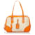 Prada White Canvas Shoulder Bag Orange Leather Cloth Pony-style calfskin Cloth  ref.608038