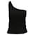 Maje Geripptes One-Shoulder-Top aus schwarzem Polyester  ref.608294