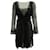 Alberta Ferretti Vestido de encaje transparente en seda negra Negro  ref.608403