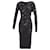 Versace Robe moulante en maille de dentelle en viscose noire Fibre de cellulose  ref.608417
