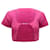 Jacquemus Neve Cropped Knitted Top in Pink Polyamide Nylon  ref.608490