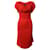 Vivienne Westwood Cowl Neck Drape Bodycon Dress in Red Nylon  ref.608585