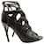 Alaïa Alaia Lace Up Peep Toe Ankle Boots in Black Leather  ref.609989