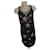 Vestido con joya de pedrería bordada de Galliano Negro Seda Satén  ref.610382