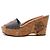 Chanel Sandali con zeppa CC in tela a righe blu corallo Marrone Beige - vista 3