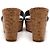 Chanel Sandali con zeppa CC in tela a righe blu corallo Marrone Beige - vista 4