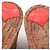 Chanel Sandali con zeppa CC in tela a righe blu corallo Marrone Beige - vista 7