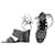 Sandalias Hermès con tacón de bloque de madera negro y tiras grises  ref.613144