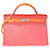 Hermès Rose Jaipur, sanguine, & Orange Clémence Retourne Kelly 40 PHW  ref.614502