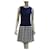 Chanel Knitted Navy Stripped Casual Dress Sz.38 Navy blue Polyester  ref.615526