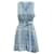 Diane Von Furstenberg Kariertes ärmelloses Kleid mit Gürtel aus hellblauer Viskose Zellulosefaser  ref.615798