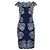 Tadashi Shoji Vestido Azul con Encaje Blanco
