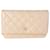 Chanel Metallic Beige Quilted Caviar Wallet On Chain  Flesh Leather  ref.617509