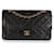 Bolsa Chanel Vintage Preto Acolchoado Pele de Cordeiro Médio Clássico Forrado com Flap Couro  ref.617515