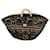 Dolce & Gabbana Korbtasche aus beigefarbenem Bast und schwarzer Spitze Leder  ref.617684