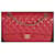 Bolso con solapa con forro clásico mediano de piel de cordero acolchada roja de Chanel Cuero  ref.617688