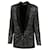 Sandro Paris Sequined Tailored Blazer in Black Polyester  ref.617781