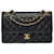 Eccezionale borsa media Chanel Timeless 25 cm con patta foderata in agnello trapuntato nero, garniture en métal doré Pelle  ref.618938