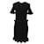Alexander McQueen ALEXANDER MCQUEEN knee length frill dress S black half sleeve stretch made in Italy ladies Polyester Nylon Rayon Polyurethane  ref.619021