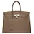 Hermès Impressionante bolsa Hermes Birkin 35 cm em couro etoupe Togo com costura branca , guarnição de metal prata paládio Cinza  ref.619057