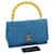 CHANEL Hand Bag Lamb Skin Blue CC Auth hk455a Leather  ref.619222