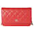 Chanel Red Quilted Caviar Wallet On Chain Rot Leder  ref.620201