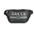 Gucci Black Grained Calfskin Logo Print Web Belt Bag  Leather  ref.620205
