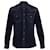 Brunello Cucinelli Langarm-Hemd mit Knopfleiste vorne aus marineblauem Cord Samt  ref.620359