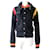 LV Louis Vuitton 2020 chaqueta de punto de mezcla de seda con cuello alto y broche de presión con logo negro x multicolor señora M hecho en Italia Lana Elastano Poliamida  ref.621360