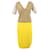 Vestido Louis Vuitton em cashmere creme dourado com saia amarela Amarelo Casimira Lã  ref.621426