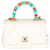 Chanel White Quilted Goatskin Extra Mini Rainbow Coco Top Handle Flap Bag   ref.622648