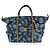 Chanel Blue Floral gesteppte Denim-Bowlingtasche Blau