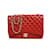 CHANEL Red Caviar Leather Klassisch gefütterte Überschlag-Maxitasche Silberne Hardware Rot Leder  ref.622820