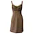 Prada Beaded Ruffle Sleeveless Dress in Nude Brown Wool  ref.622907