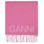 Ganni Bufanda con flecos de lana reciclada rosa  ref.622913